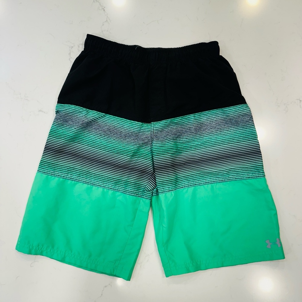 Under Armour Black and Green Swim Shorts